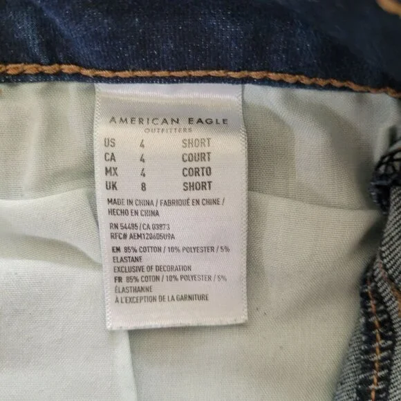 American Eagle 360° Ne(X)T Level Stretch Jeans Size 4 Short Distressed Denim - Picture 4 of 8